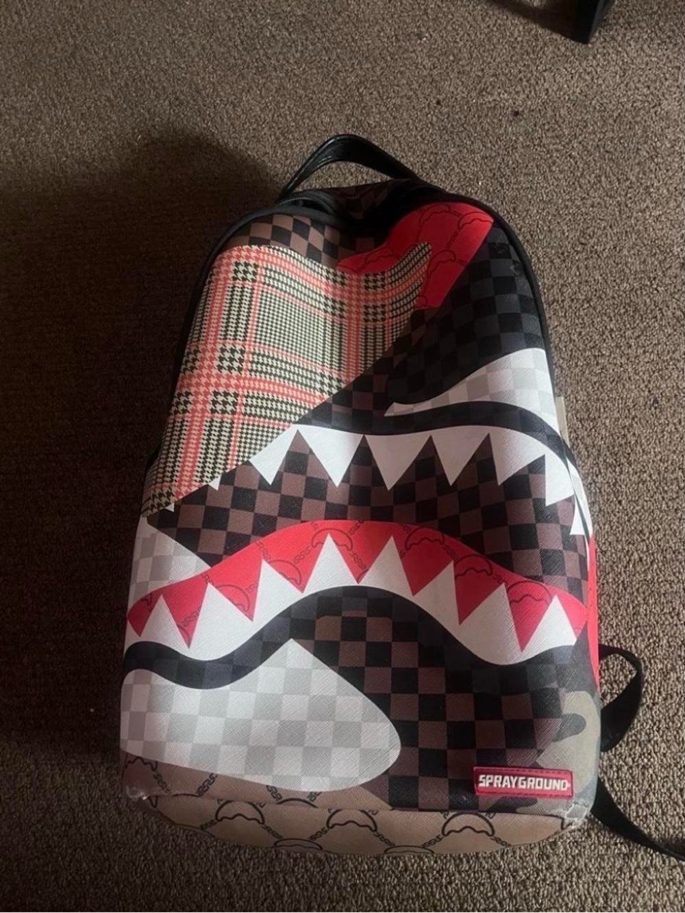 Sprayground Red, Black & White Shark Mouth Graphic Backpack
